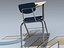 wide tablet arm student desk 3D model