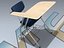 wide tablet arm student desk 3D model
