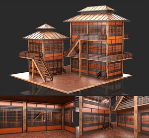 Medieval Fantasy House 08 with interior and exterior 3D model