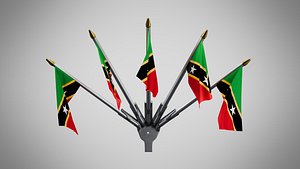 Wall Mount Flags 5 Of Saint Kitts and Nevis