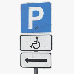 3D Handicap Parking Sign HD