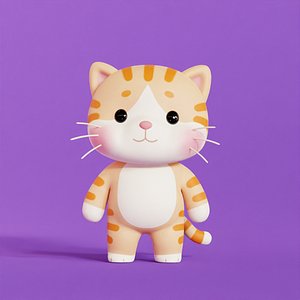 Cat Character Rigged Animated Orange Chibi Kawaii Low-poly 3D model