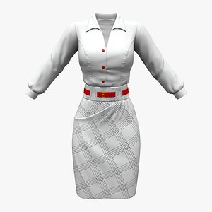 3D New Fashion 1940s Formal Skirt and Shirt Outfit model