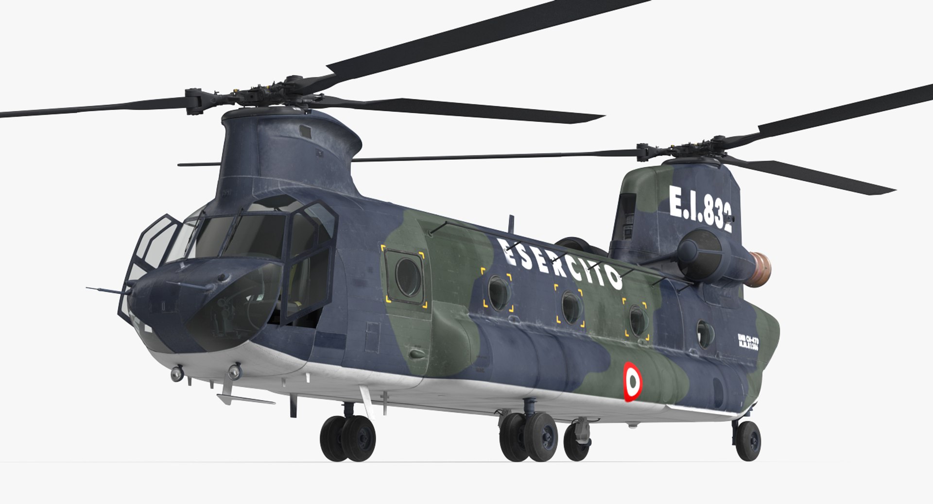 Transport Helicopter CH-47 Chinook Rigged 3D Model 3D model preview