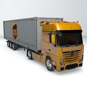3D mercedes benz actros yellow model