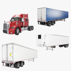 US Generic Truck and Trailers Collection 3D