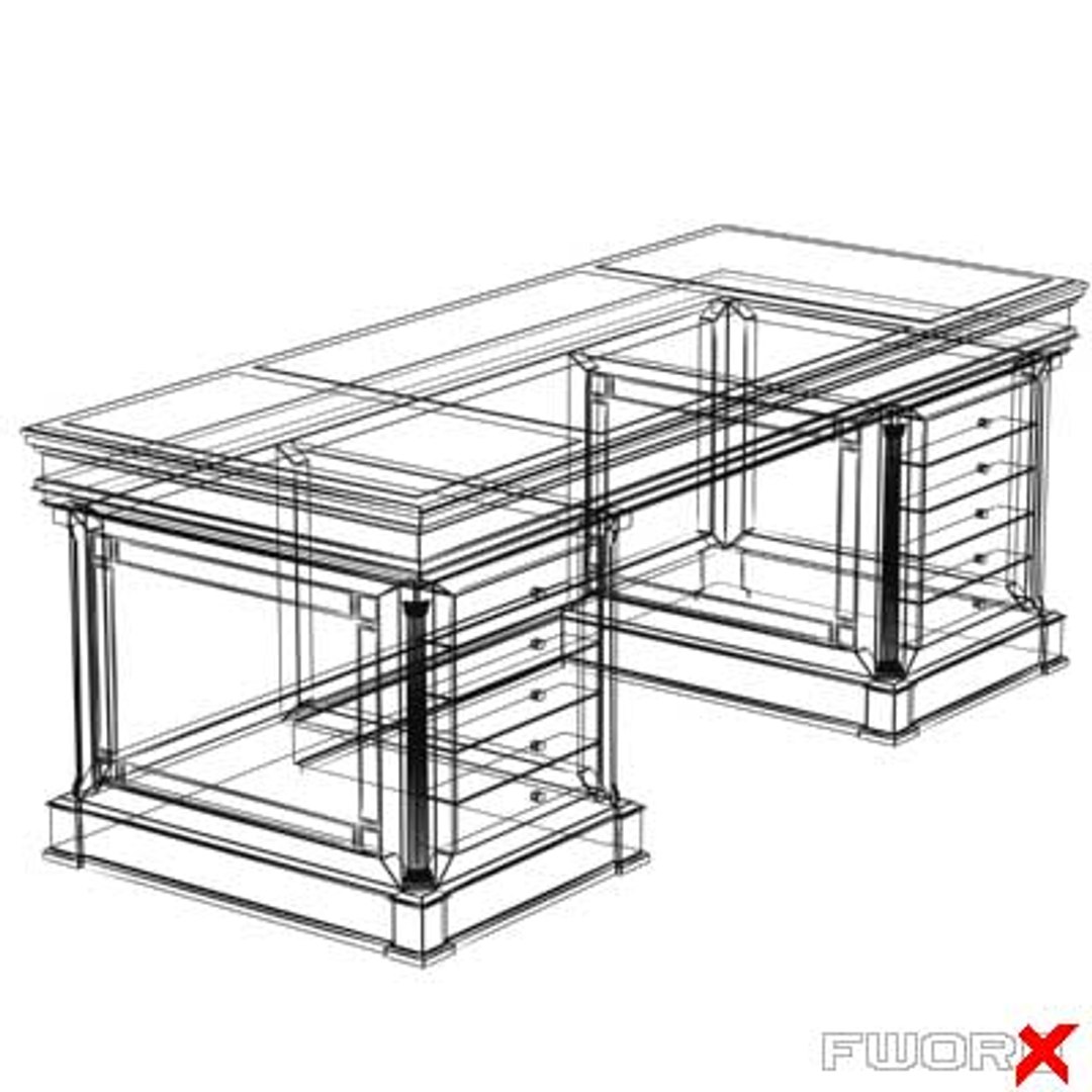desk executive 3d model