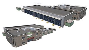 3D model Western European Fire Station Building - Airport Emergency Services - Low Poly