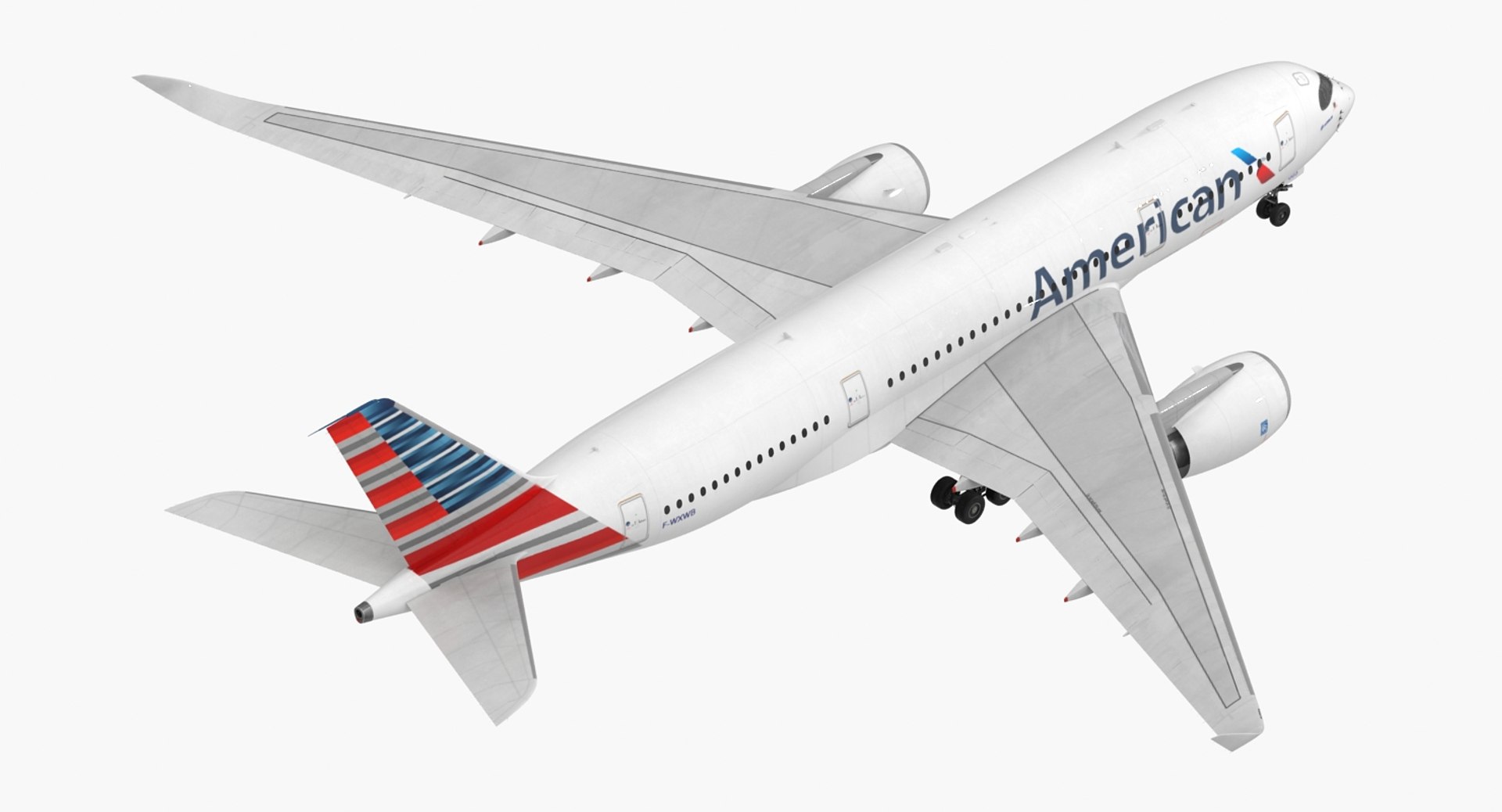 Airbus A350-800 American Airlines Rigged 3D Model 3D model preview