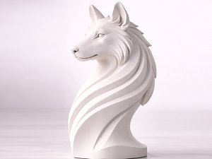 Minimalistic Curved Wolf bust - 3D Print model