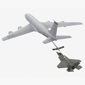 Air Refueling in Progress Boeing Stratotanker with F35 Rigged