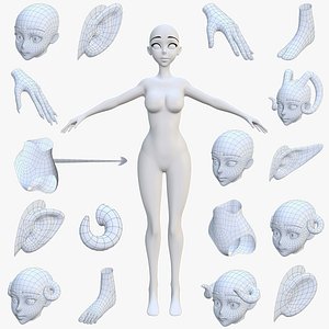 3D female anime style customize model