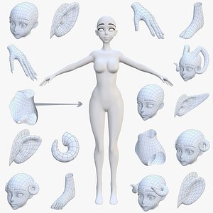 Customize Female Base Mesh-Anime Style