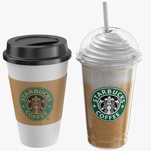 Starbucks coffee cup with flat lid 3D model 3D printable