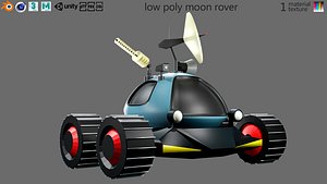low poly moon rover 3D model