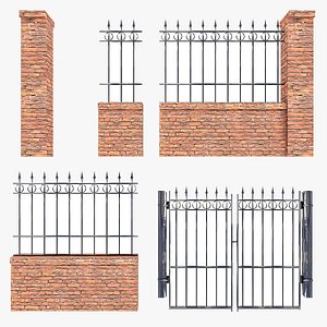 PBR Modular Fence Low Poly