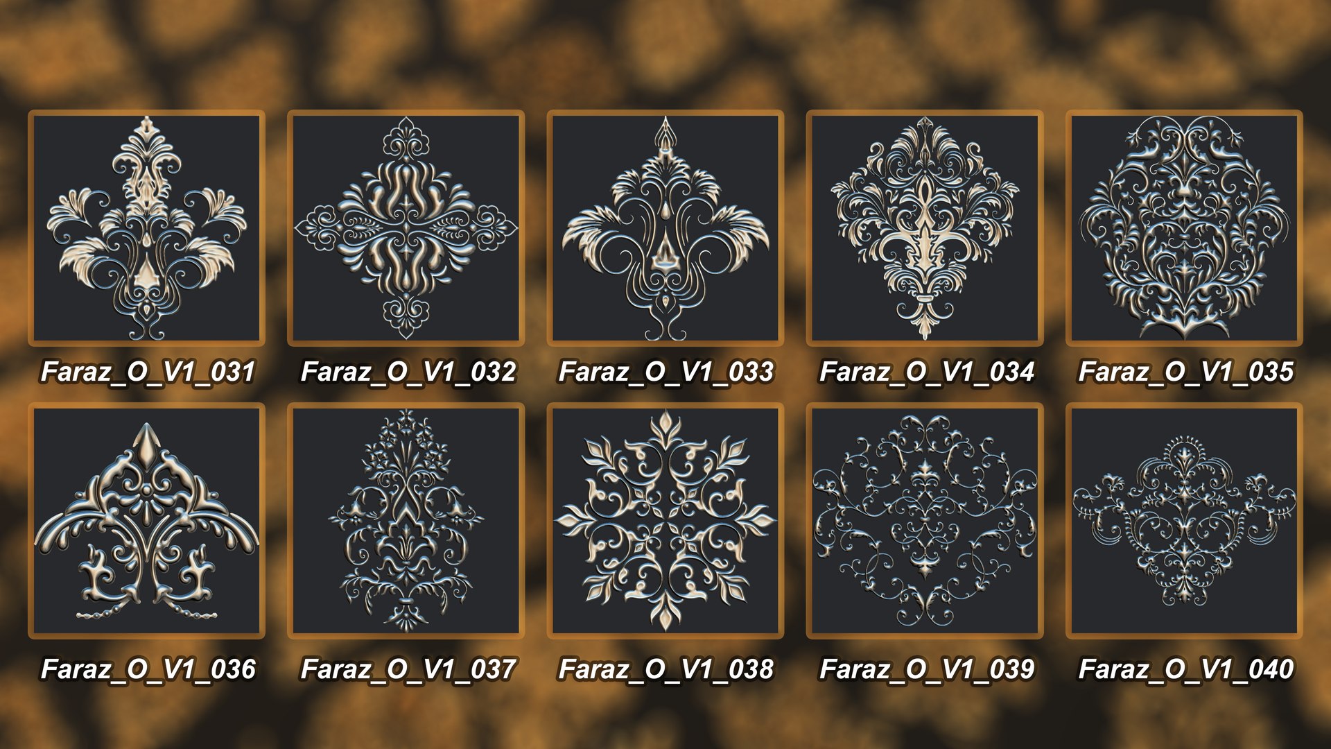 3D 205 Ornament Brush Alpha 3D Model Vol 1 Damask - TurboSquid 2301897