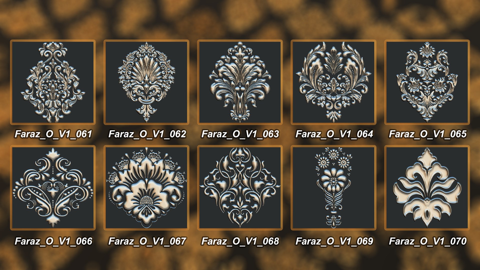 3D 205 Ornament Brush Alpha 3D Model Vol 1 Damask - TurboSquid 2301897