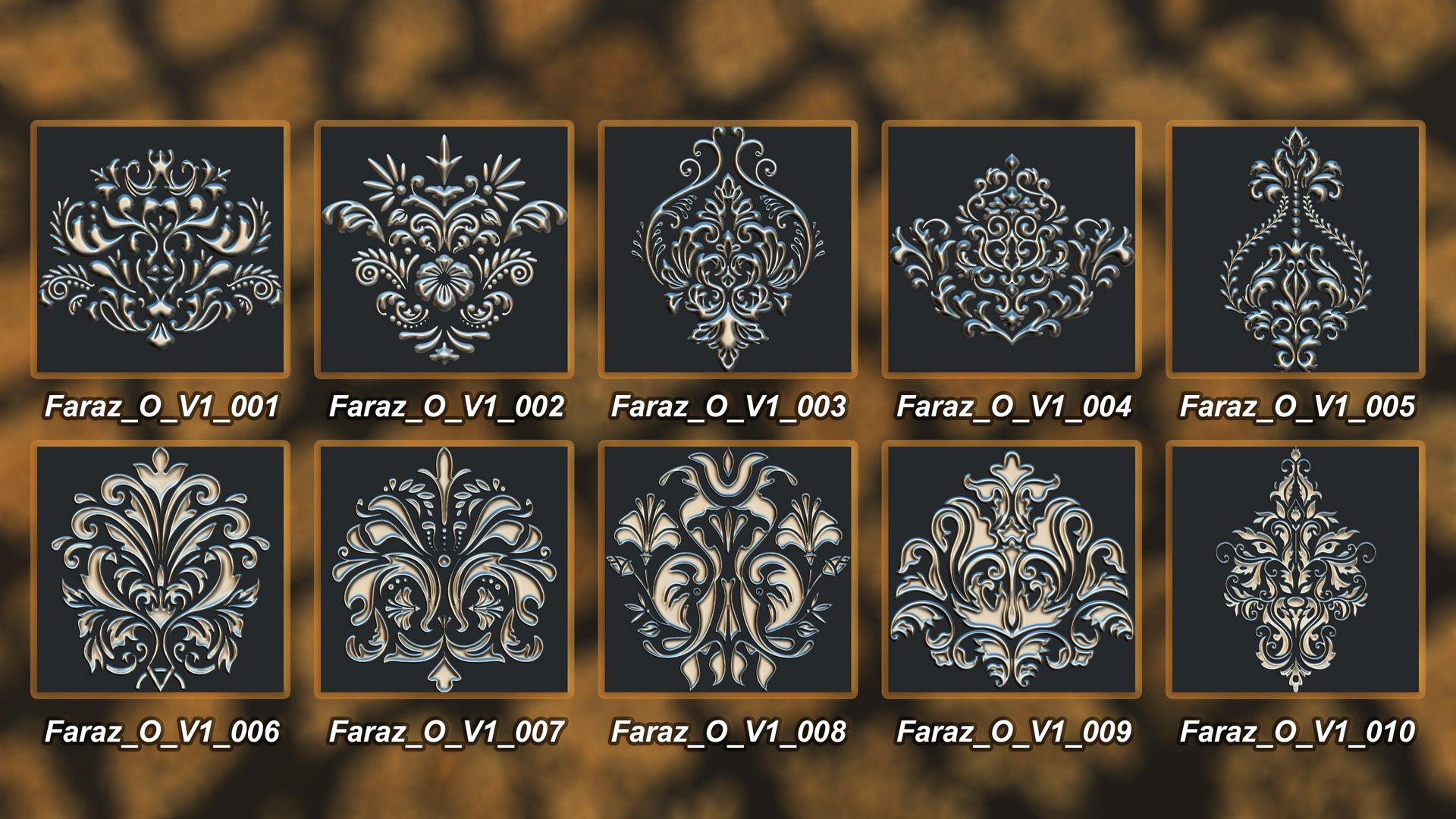3D 205 Ornament Brush Alpha 3D Model Vol 1 Damask - TurboSquid 2301897