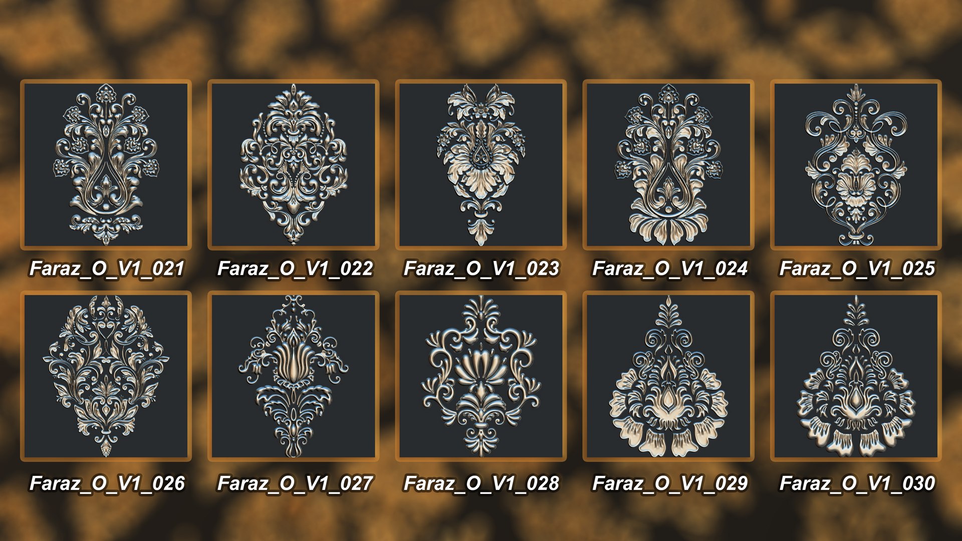 3D 205 Ornament Brush Alpha 3D Model Vol 1 Damask - TurboSquid 2301897