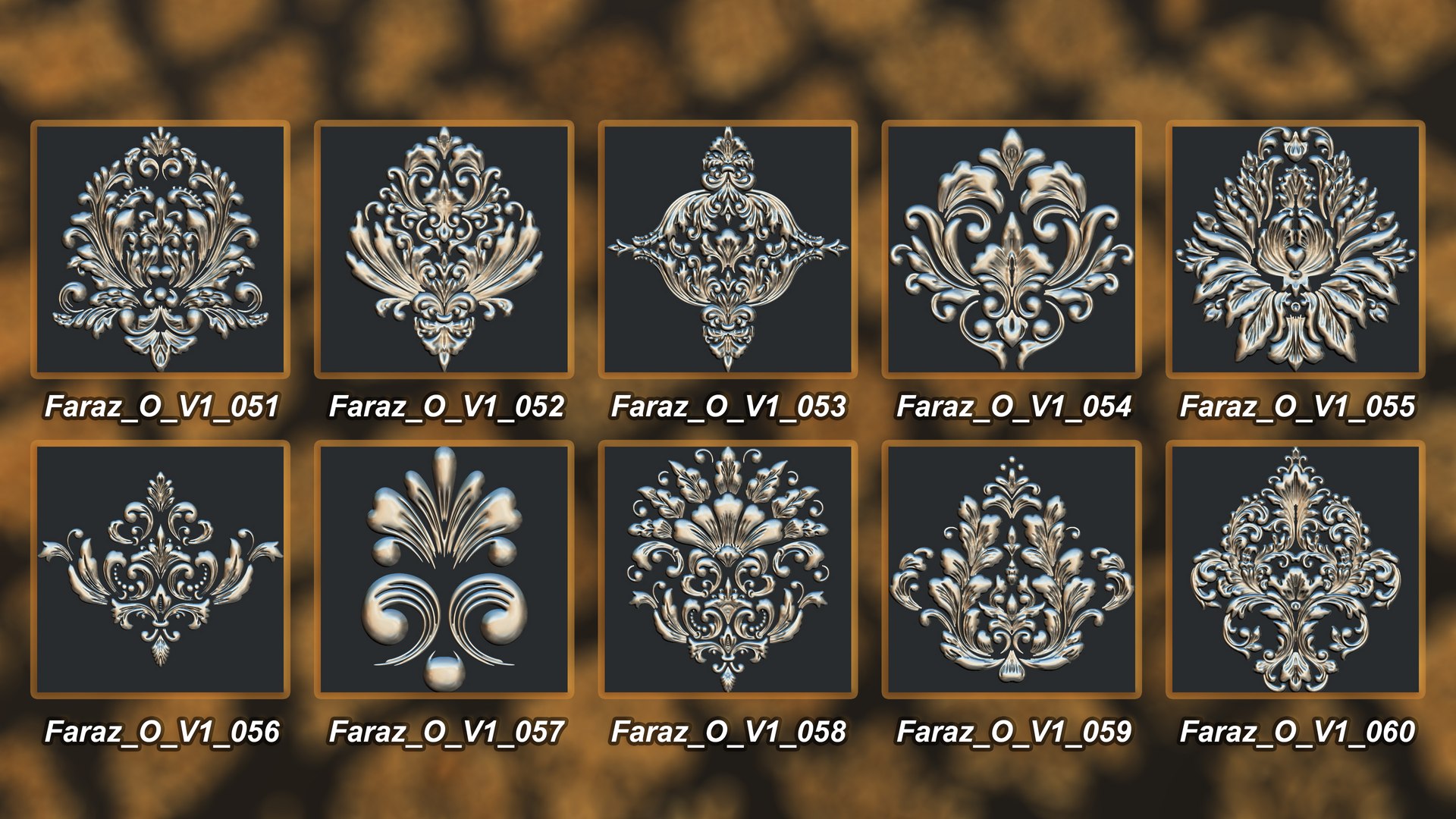 3D 205 Ornament Brush Alpha 3D Model Vol 1 Damask - TurboSquid 2301897