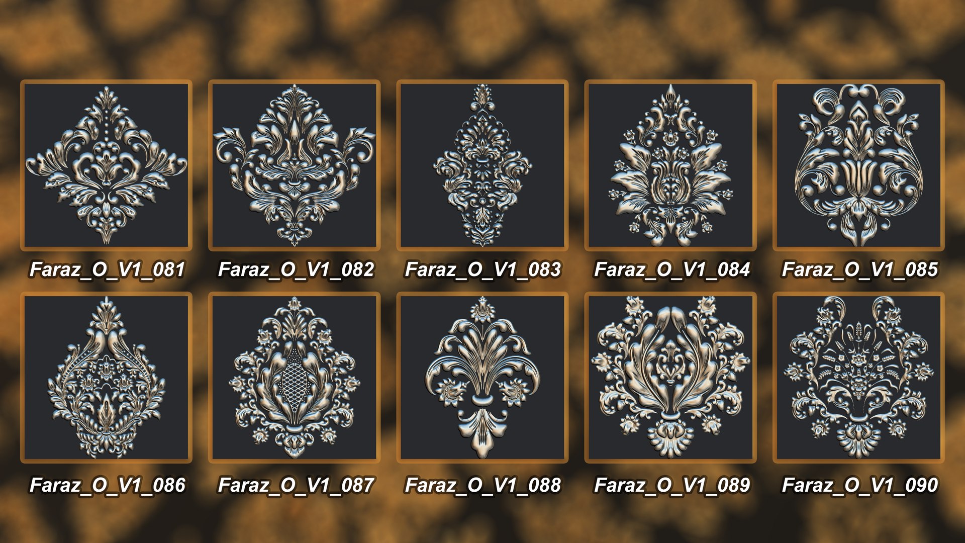 3D 205 Ornament Brush Alpha 3D Model Vol 1 Damask - TurboSquid 2301897