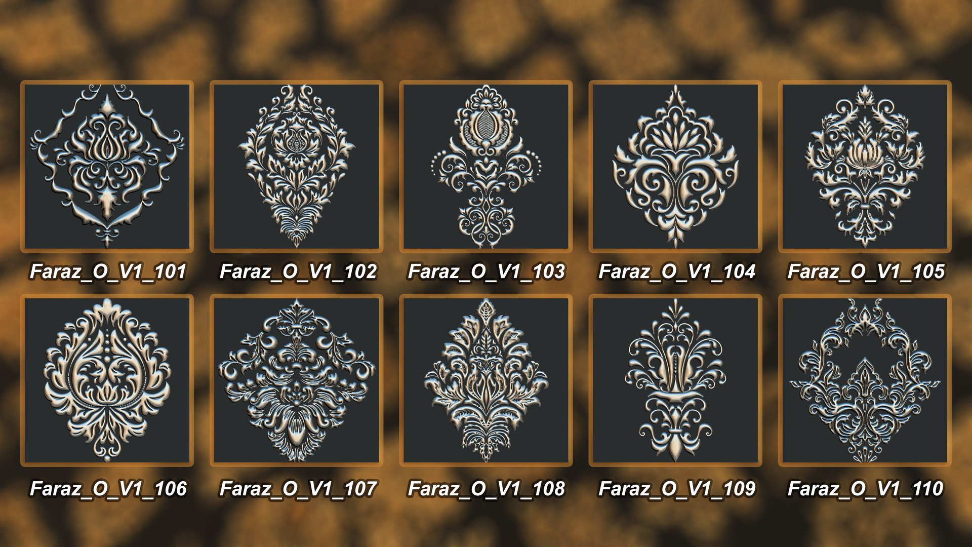 3D 205 Ornament Brush Alpha 3D Model Vol 1 Damask - TurboSquid 2301897