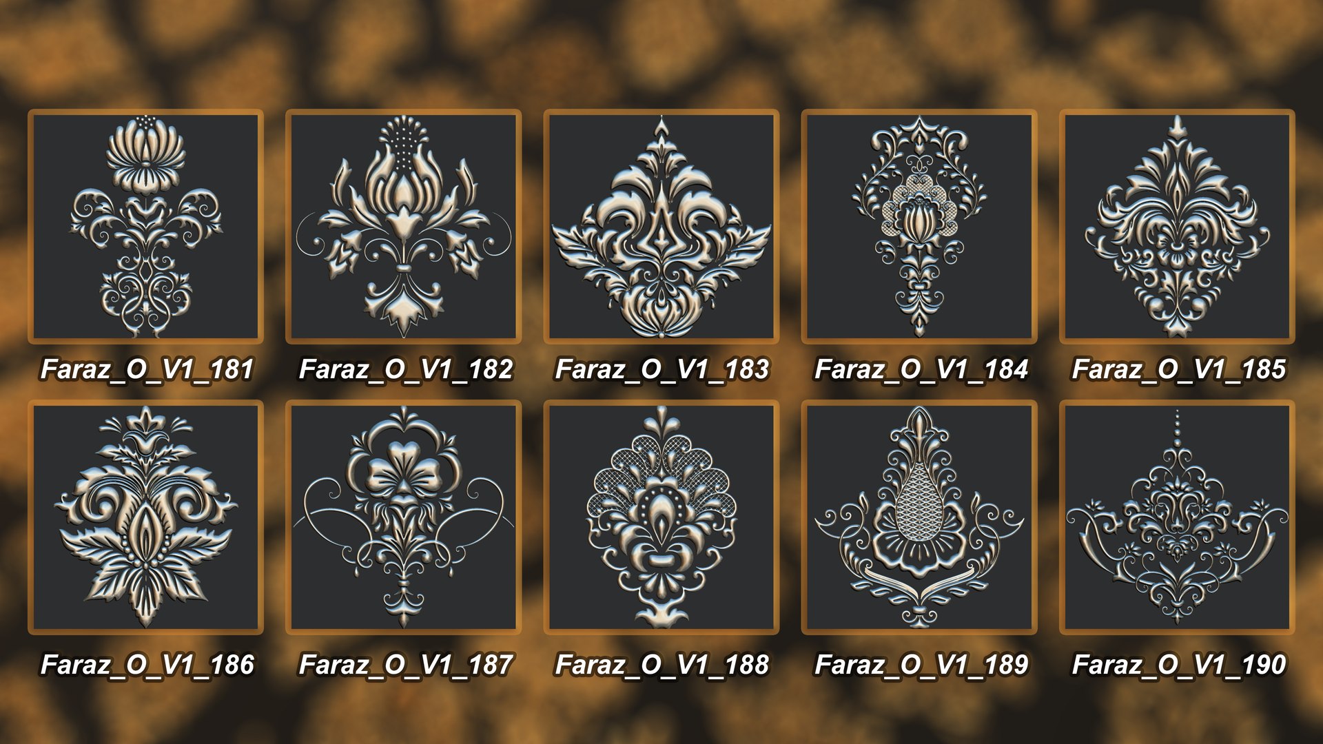 3D 205 Ornament Brush Alpha 3D Model Vol 1 Damask - TurboSquid 2301897