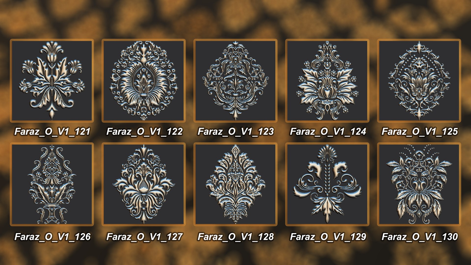 3D 205 Ornament Brush Alpha 3D Model Vol 1 Damask - TurboSquid 2301897