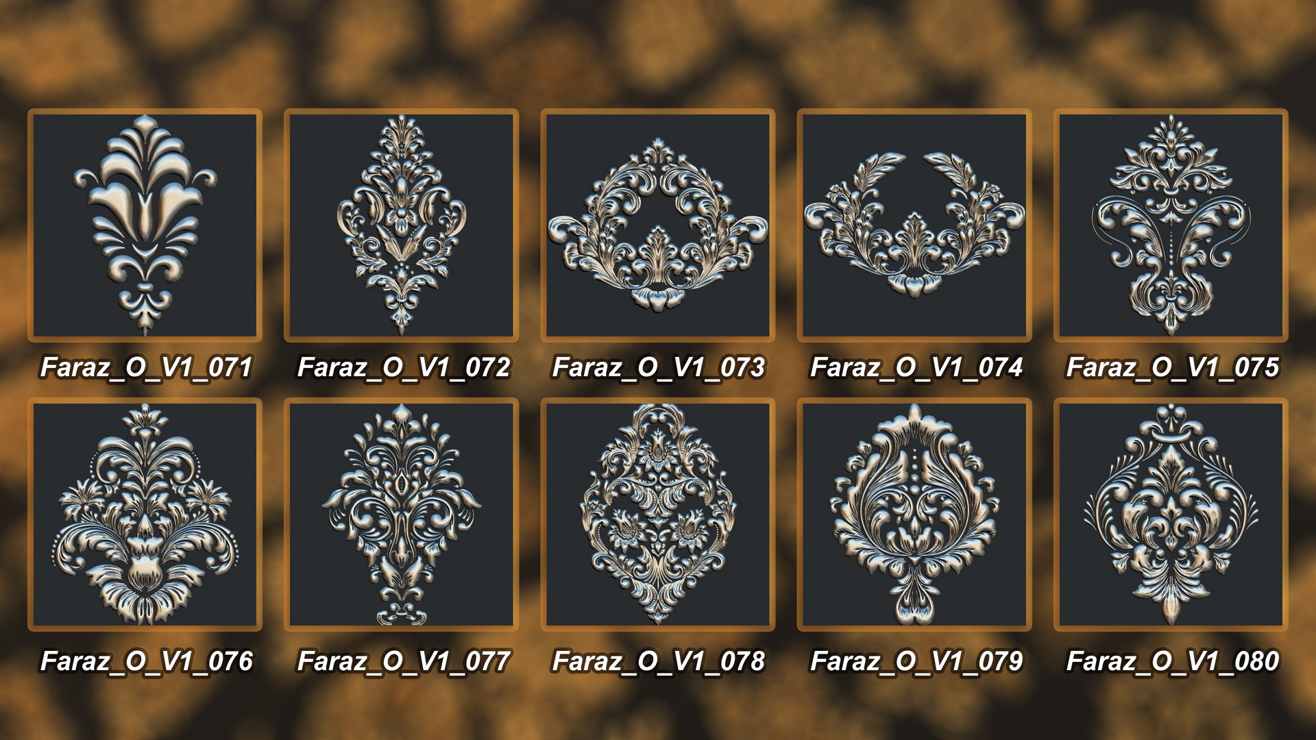 3D 205 Ornament Brush Alpha 3D Model Vol 1 Damask - TurboSquid 2301897