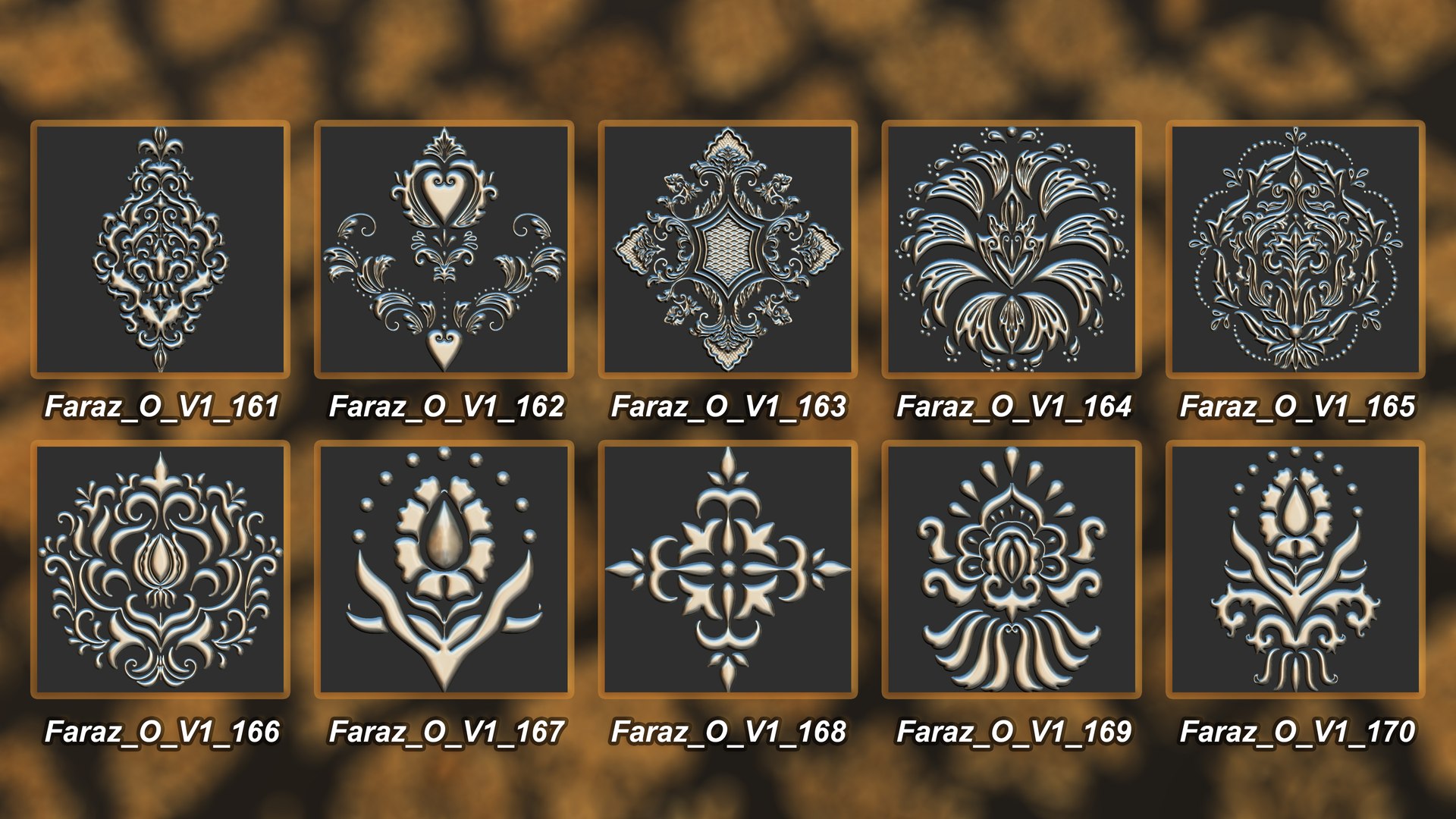 3D 205 Ornament Brush Alpha 3D Model Vol 1 Damask - TurboSquid 2301897