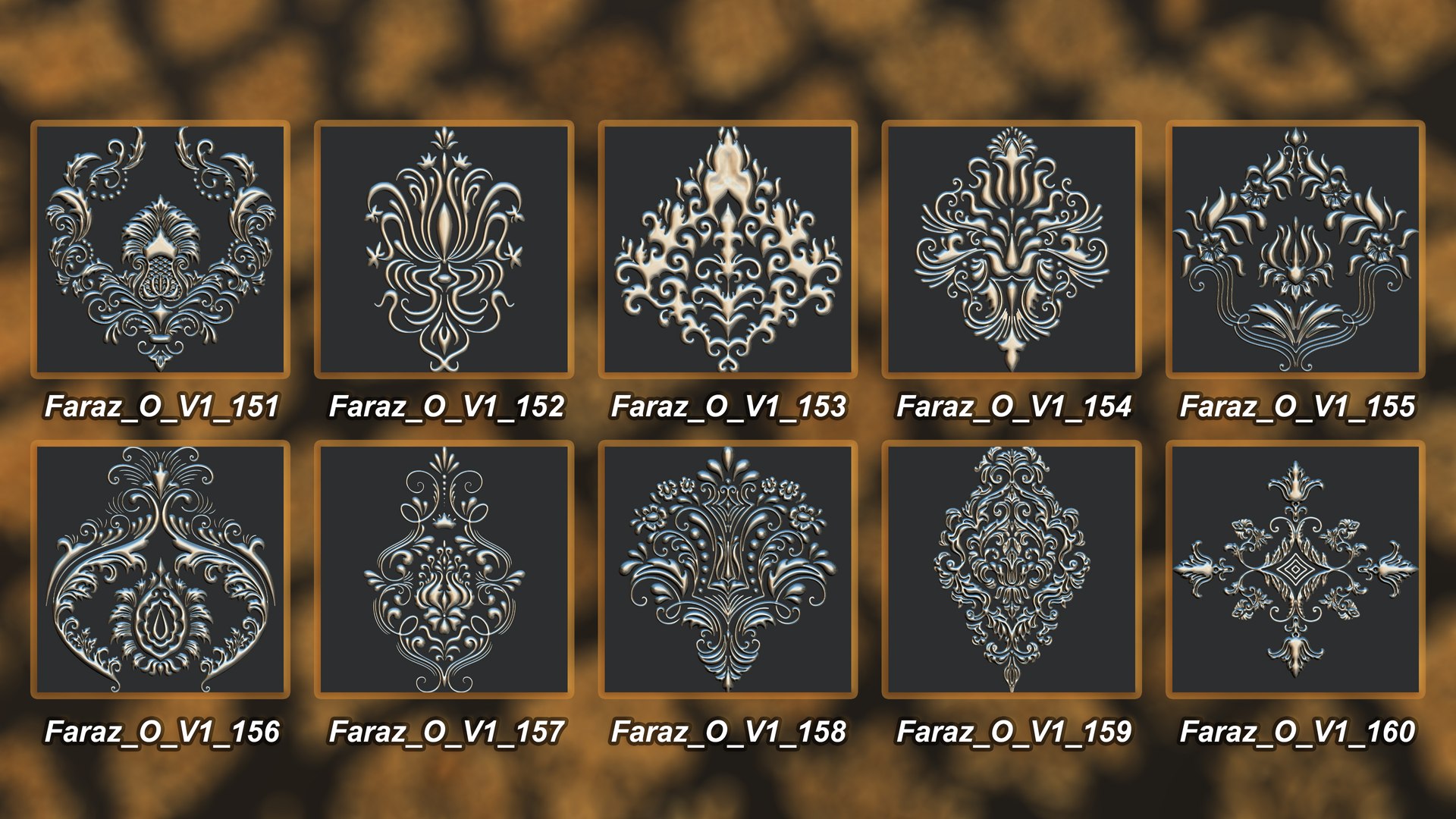 3D 205 Ornament Brush Alpha 3D Model Vol 1 Damask - TurboSquid 2301897