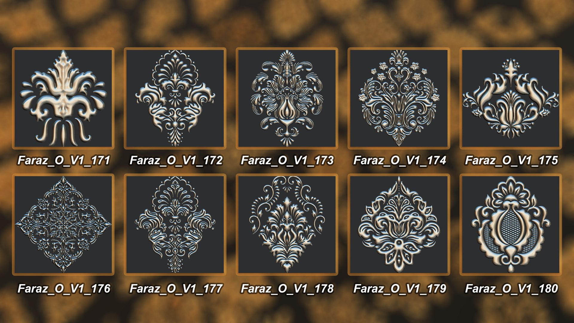 3D 205 Ornament Brush Alpha 3D Model Vol 1 Damask - TurboSquid 2301897