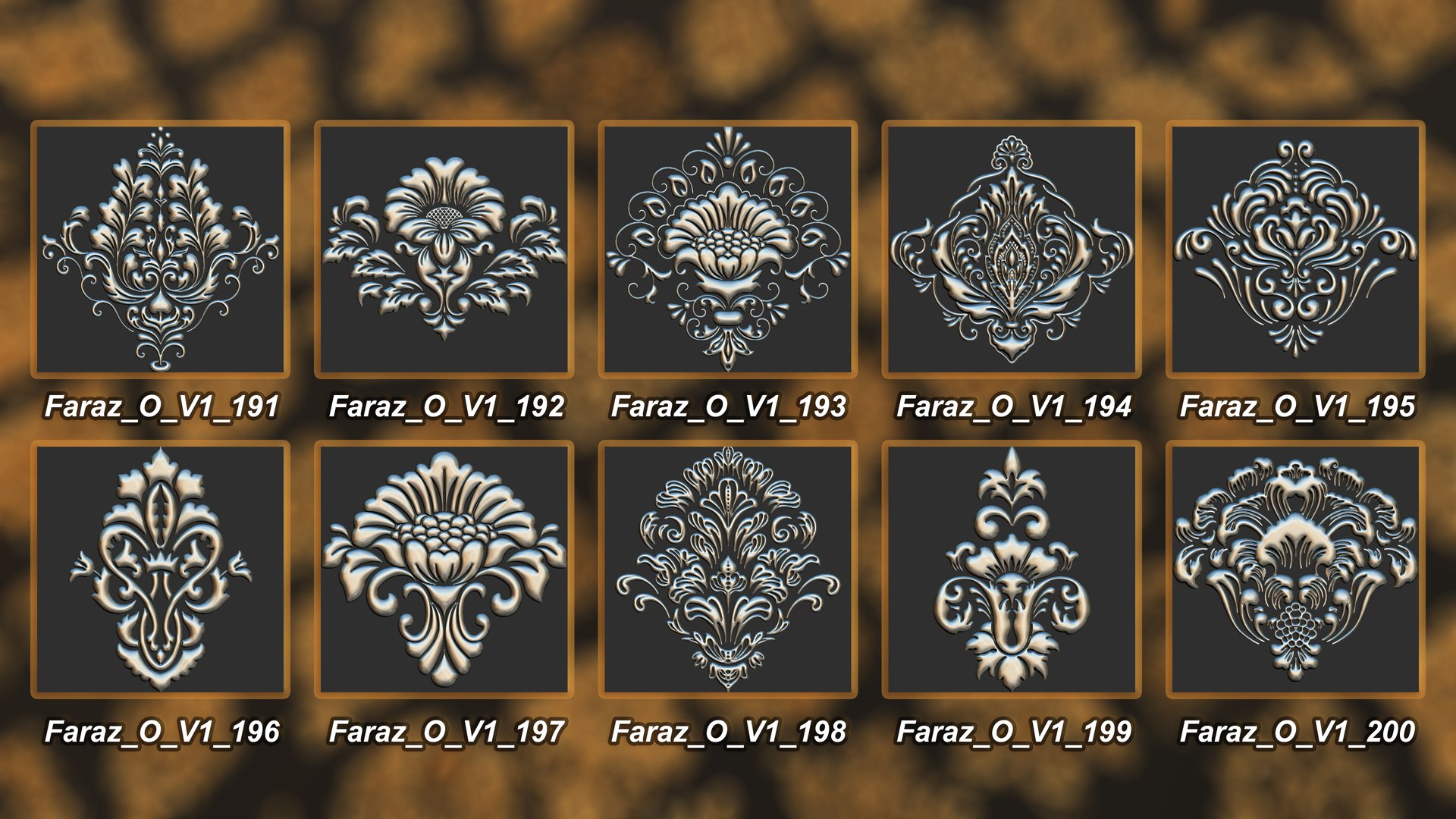 3D 205 Ornament Brush Alpha 3D Model Vol 1 Damask - TurboSquid 2301897