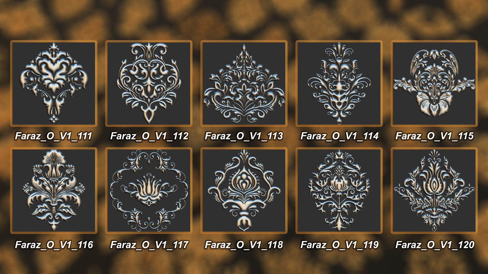 3D 205 Ornament Brush Alpha 3D Model Vol 1 Damask - TurboSquid 2301897