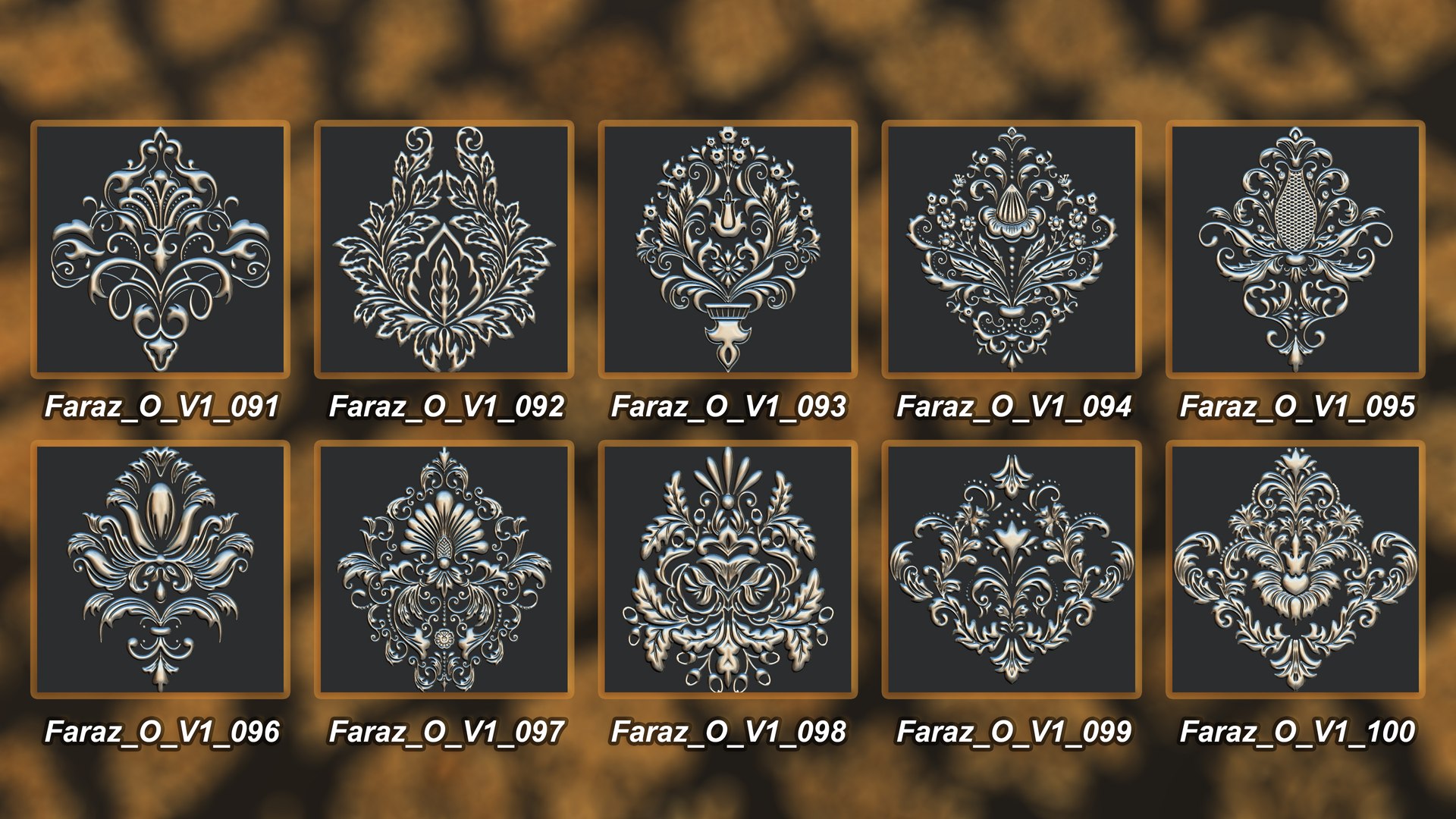 3D 205 Ornament Brush Alpha 3D Model Vol 1 Damask - TurboSquid 2301897