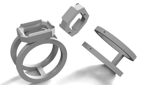 3D men ring stone printing model