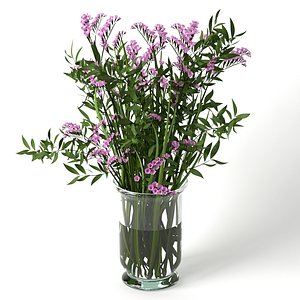3D bouquet limonium glass vase