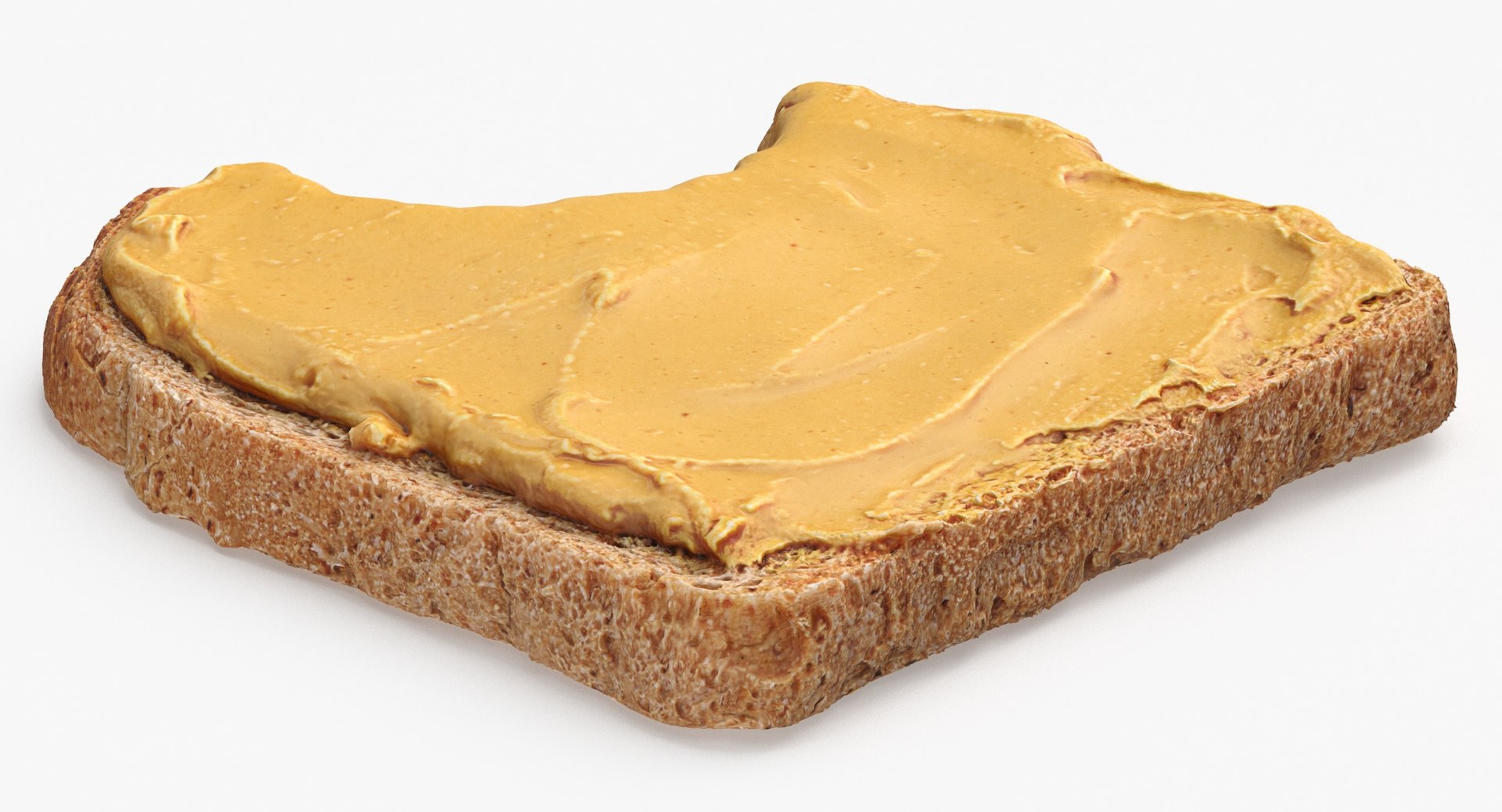 3D Toast With Peanut Butter 01 Bitten Model - TurboSquid 2066544
