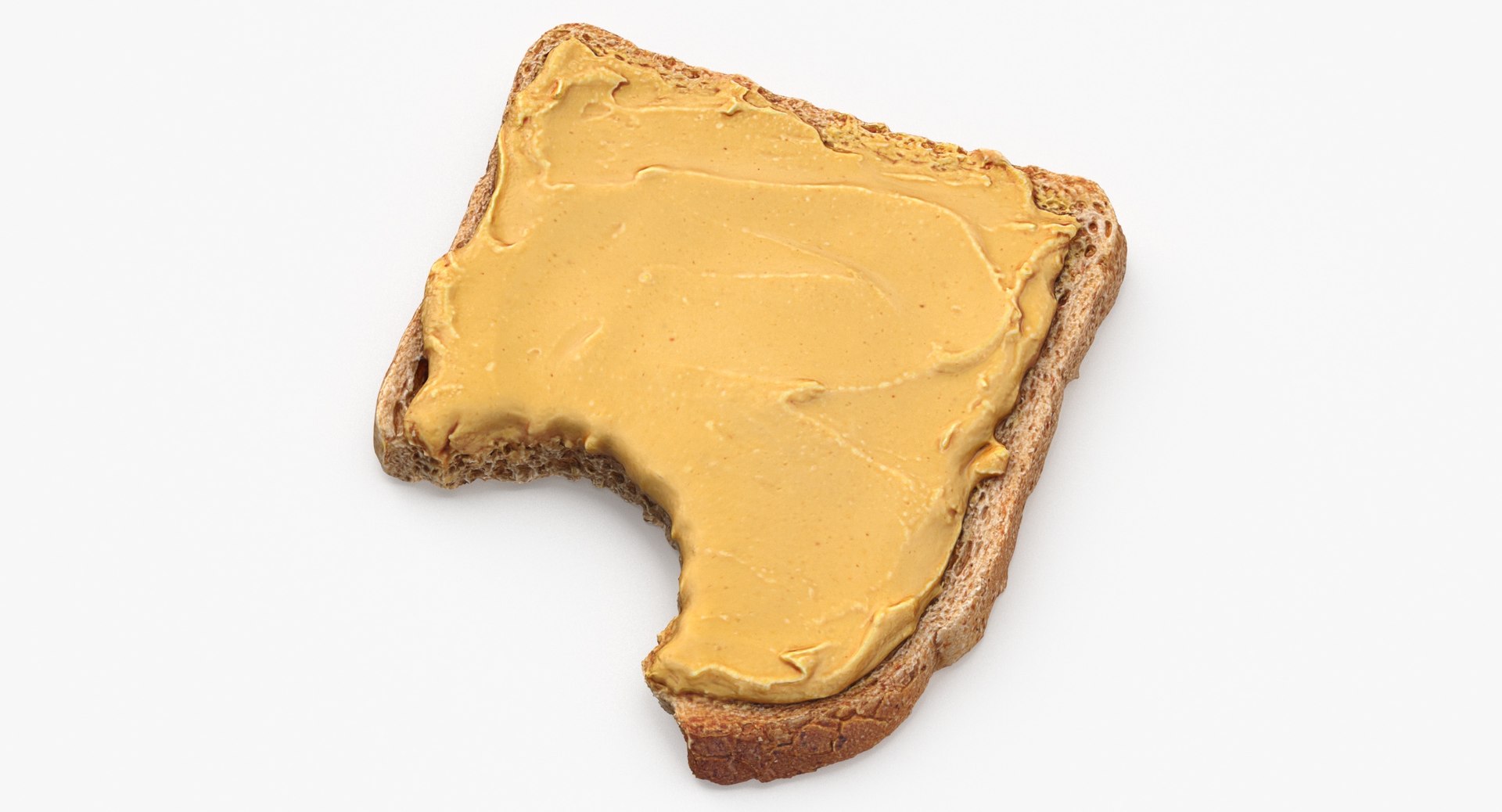 3D Toast With Peanut Butter 01 Bitten model - TurboSquid 2066544