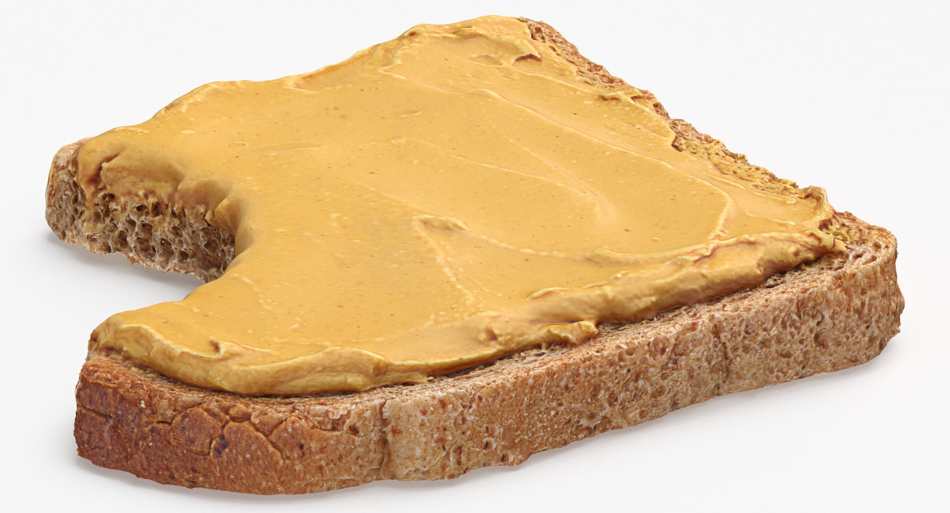 3D Toast With Peanut Butter 01 Bitten Model - TurboSquid 2066544
