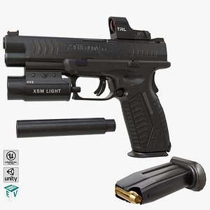 3D Pistol06 Black All PBR Unity UE Textures Included