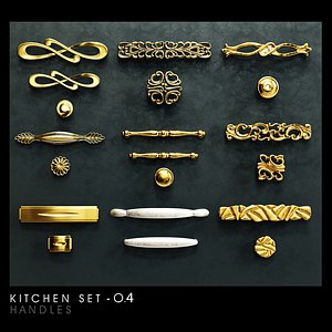 kitchen set classic handles 3D model