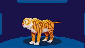 Tiger 3D Cartoon Rigged Model - Blender 3D