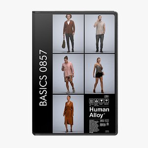 Basics0857 - A set containing 5 models of male and female adults walking in casual attire in public 3D