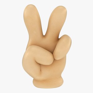 Cartoon Glove Hands Victory Sign