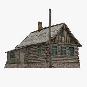 Modern architecture log cabin 3D