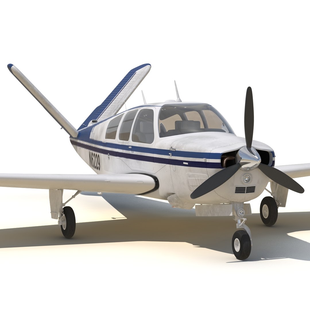 Civil Utility Aircraft Beechcraft Bonanza S35 V Tail Rigged 3D Model 3D model preview