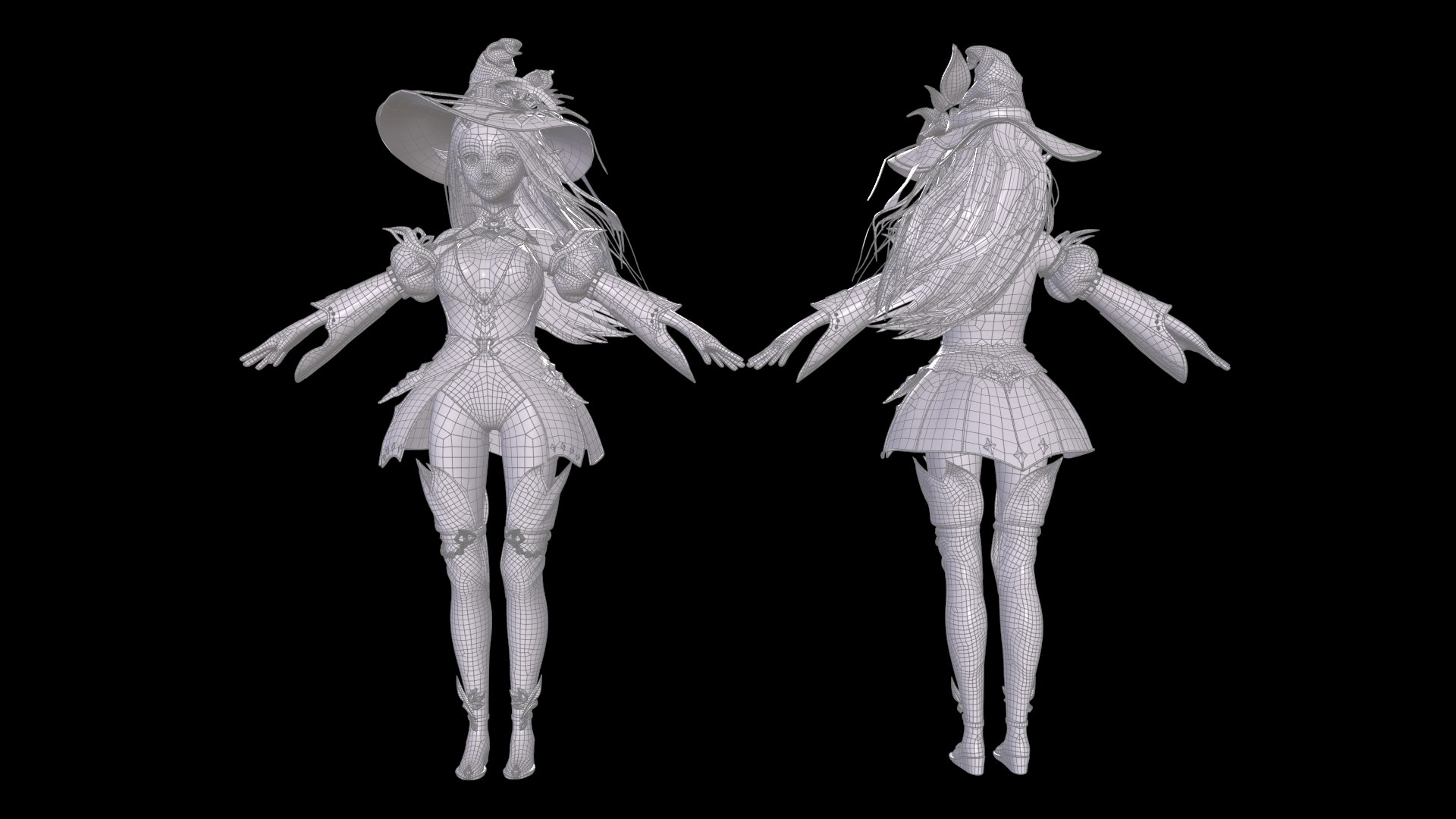 Witch Girl Low-poly 3D Model Green Clother 3D Model - TurboSquid 2185579