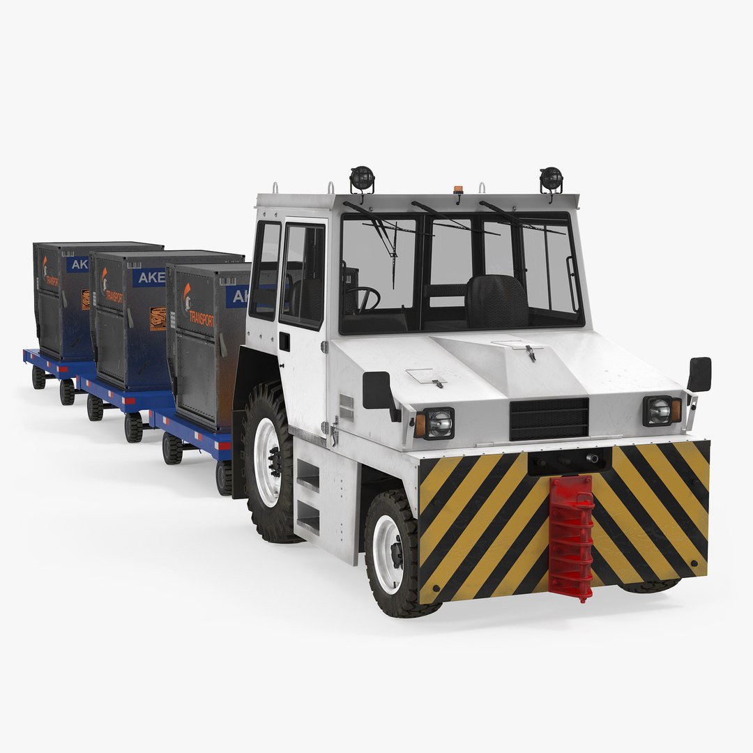 Airport Tug Hallam HE50 and Luggage 3D model preview